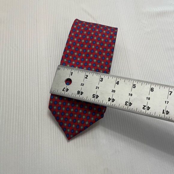 Brooks Brothers Makers Red Blue Silk Floral Geometric Tie Necktie - Picture 3 of 6